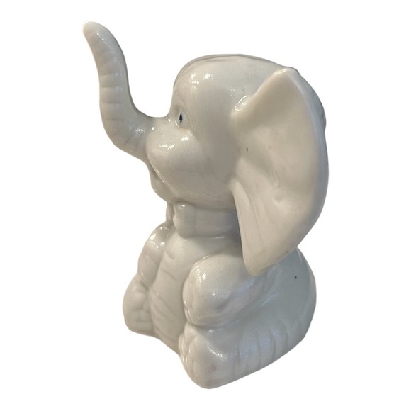 Vintage Elephant Figurine Glazed Ceramic Baby Nursery Decor Ring Holder - Picture 3 of 9